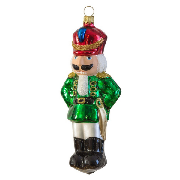 Nutcracker Soldier Ornament, green by Glas Bartholmes