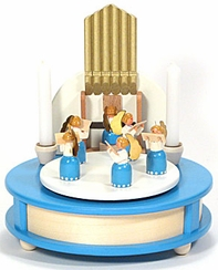 Angel Musicians with Organ and Candleholders Music Box from the Erzgebirge