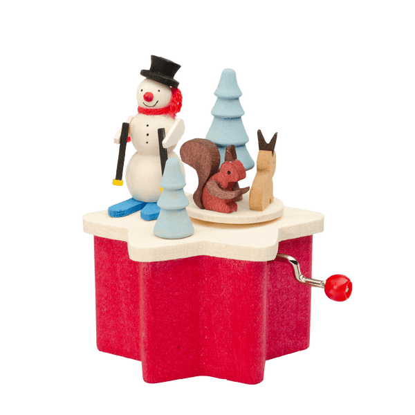 crank Snowman Music Box by Graupner Holzminiaturen