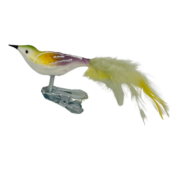 Mini Bird with feather tail, matte pastel by Glas Bartholmes