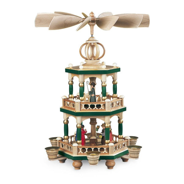 Nativity Pyramid with Green Trim, Two Tier Pyramid by Mueller GmbH