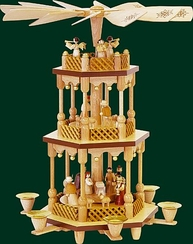 Two Tier Nativity with Brown Trim Pyramid by Richard Glasser GmbH