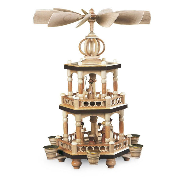 Nativity Pyramid with Brown Trim, Two Tier Pyramid by Mueller GmbH