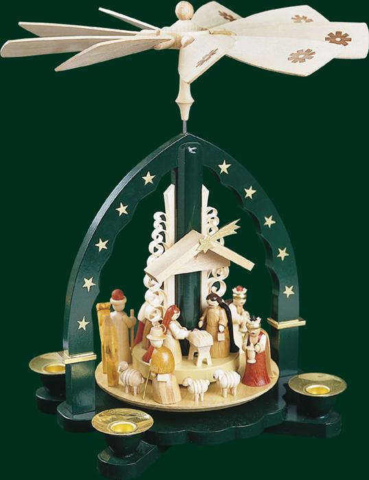 Green Painted Nativity Pyramid by Richard Glasser GmbH