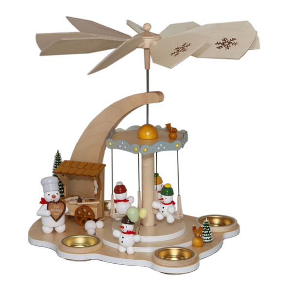 Snowman Carousel Motif Tealight Pyramid by Volker-Zenker