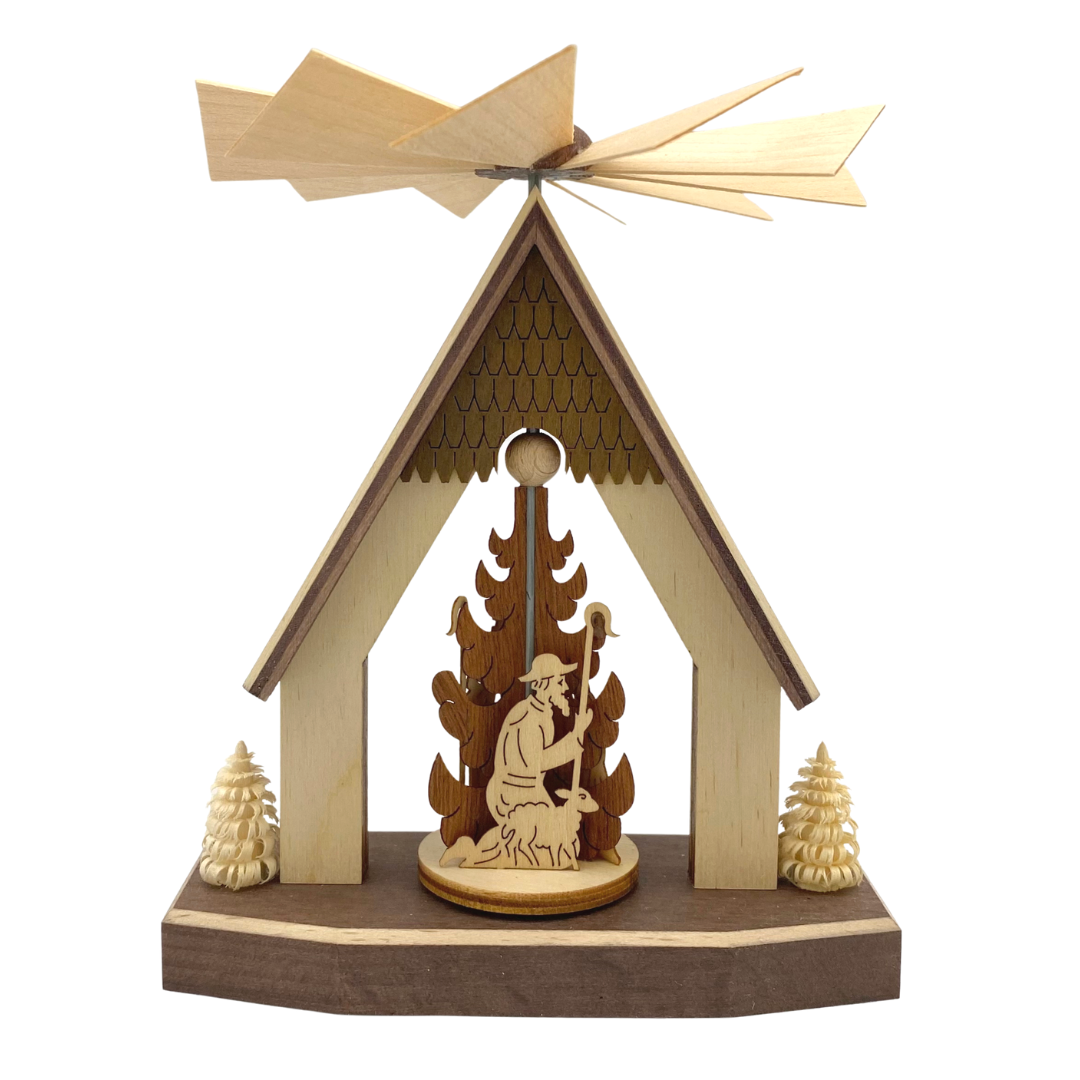 House with Nativity Motif Miniature Pyramid by Harald Kreissl