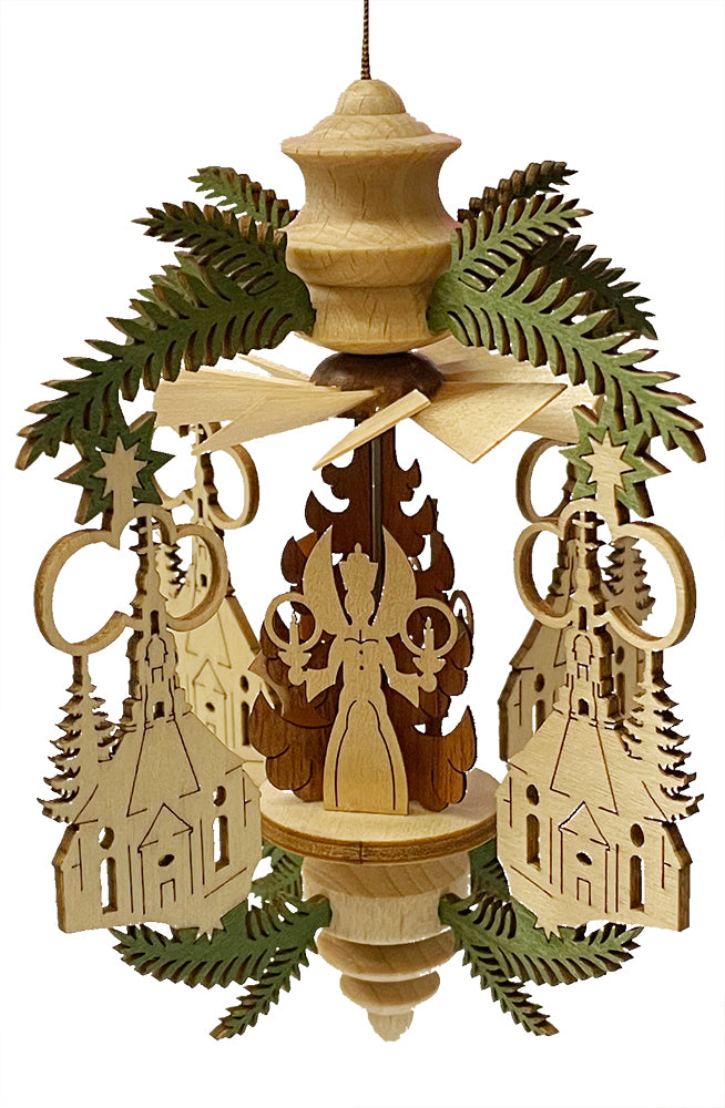 Seiffen Church Frame with Erzgebirge Figures Motif Pyramid Ornament by Kreissl