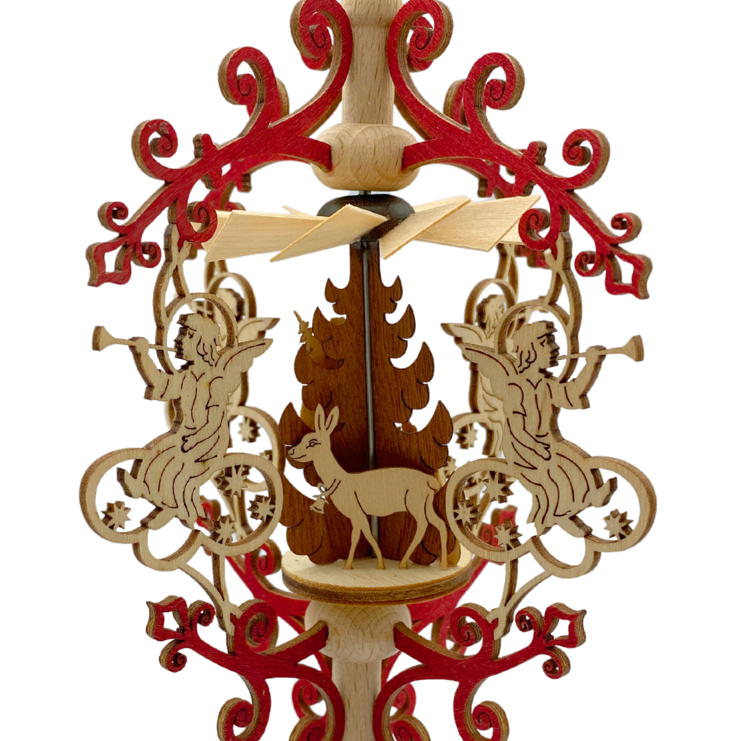 Trumpeting Angel Frame with Santa Motif Pyramid Ornament by Kreissl