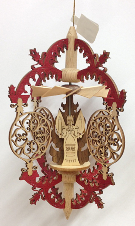 Patterned Disc Frame with Angels Motif Pyramid Ornament by Harald Kreissl