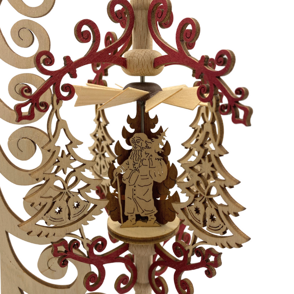 Scroll and Tree Frame with Santa, Hanging Pyramid on Scroll Tree Stand by Harald Kreissl