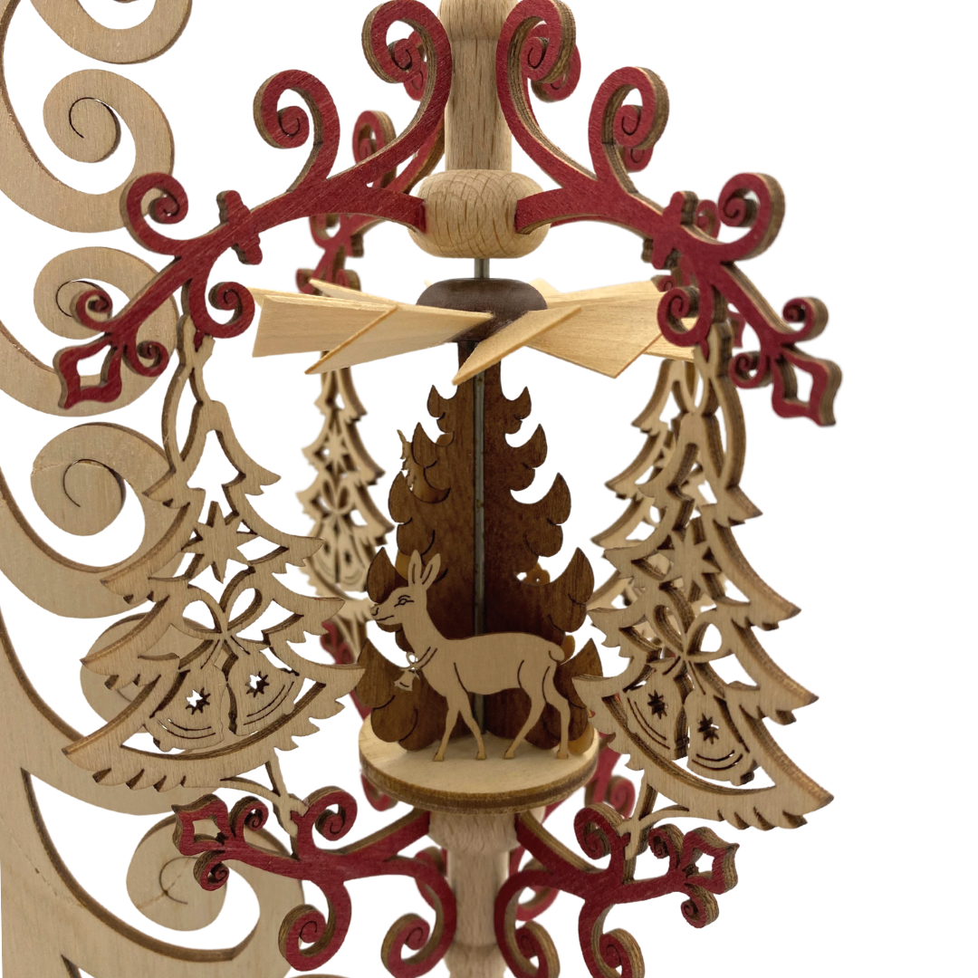 Scroll and Tree Frame with Santa, Hanging Pyramid on Scroll Tree Stand by Harald Kreissl