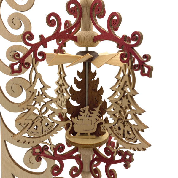 Scroll and Tree Frame with Santa, Hanging Pyramid on Scroll Tree Stand by Harald Kreissl