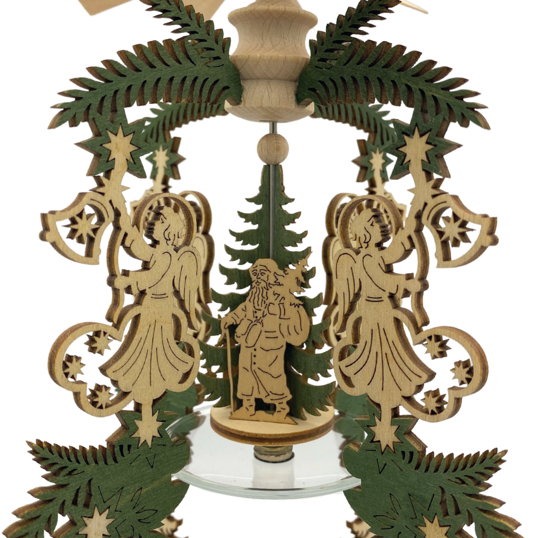 Branch and Angel with Bell Frame with Santa Claus, Tea Light Pyramid by Harald Kreissl