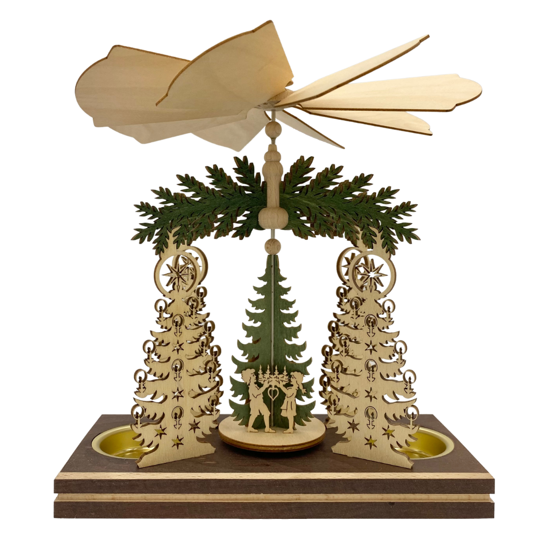 Christmas Tree Frame with Santa and Children Motif Tealight Pyramid by Harald Kreissl