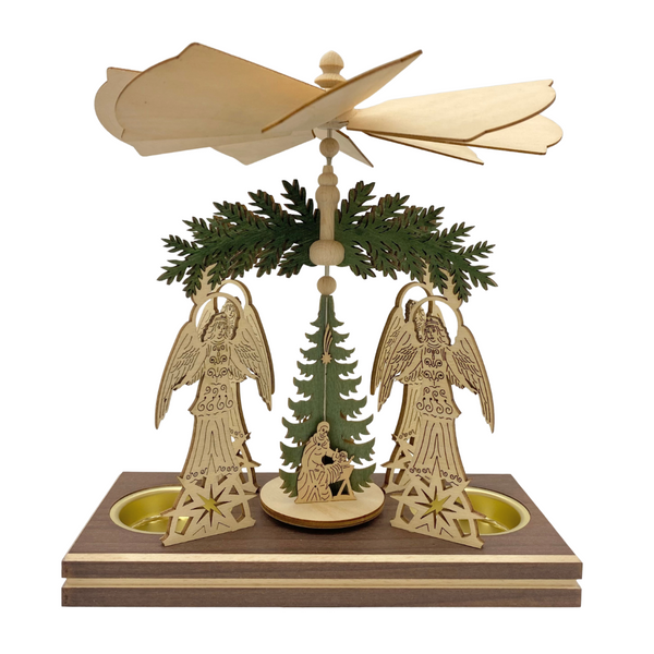 Angel Frame with Nativity Motif Tealight Pyramid by Kreissl