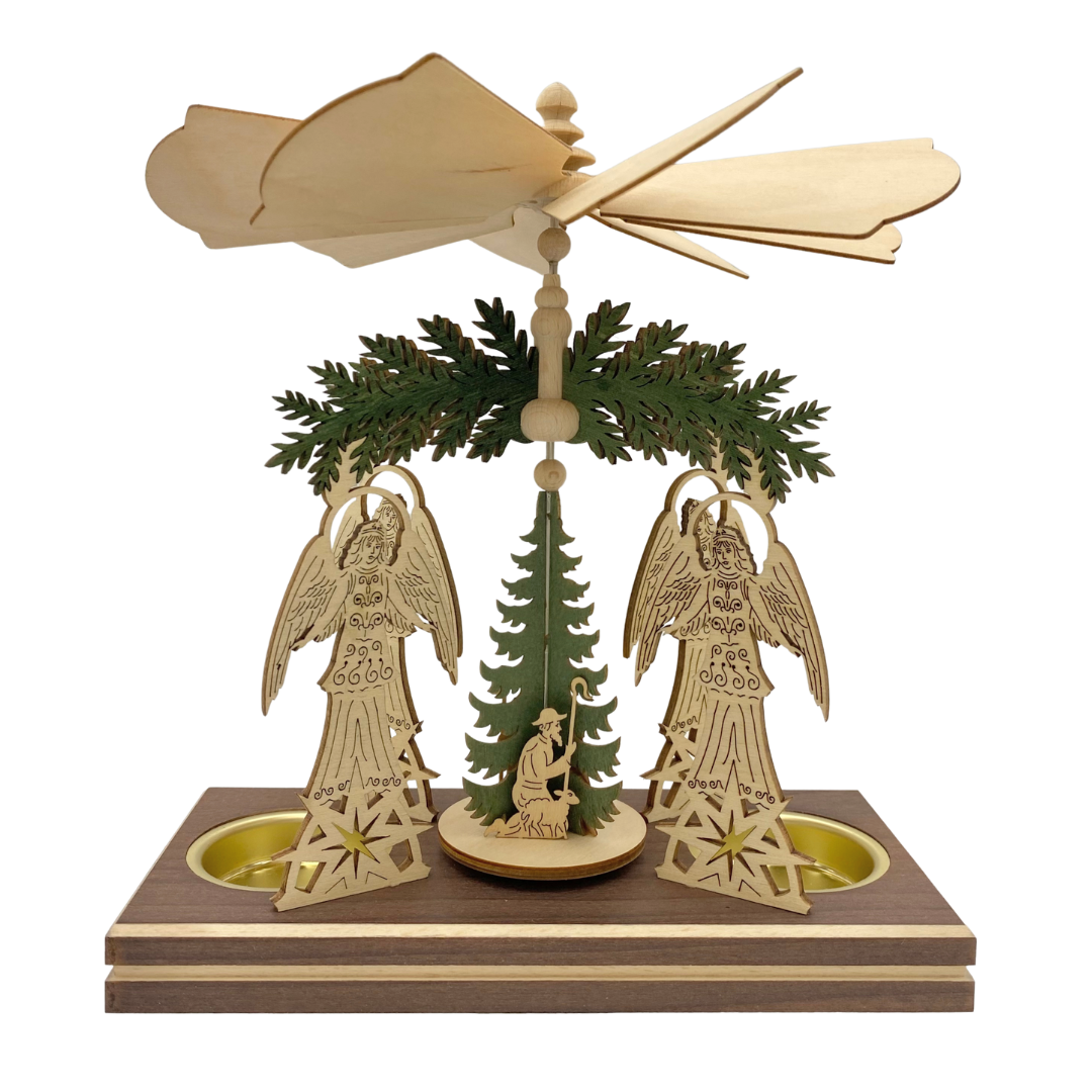 Angel Frame with Nativity Motif Tealight Pyramid by Kreissl