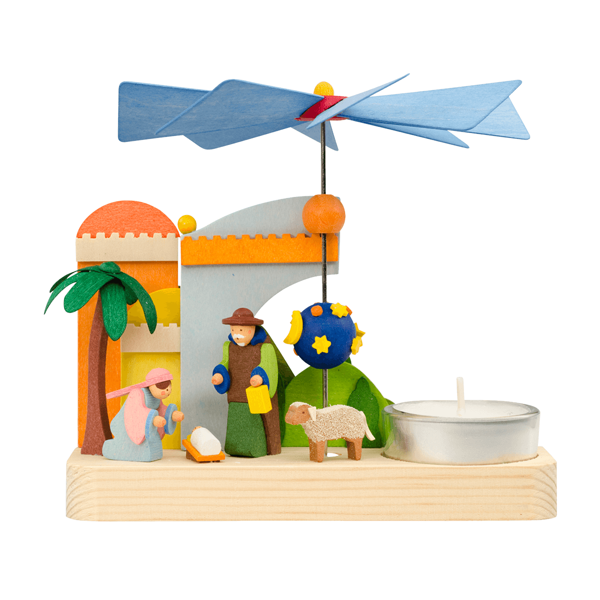 The Nativity Story with Single Tealight, Pyramid by Graupner Holzminiaturen