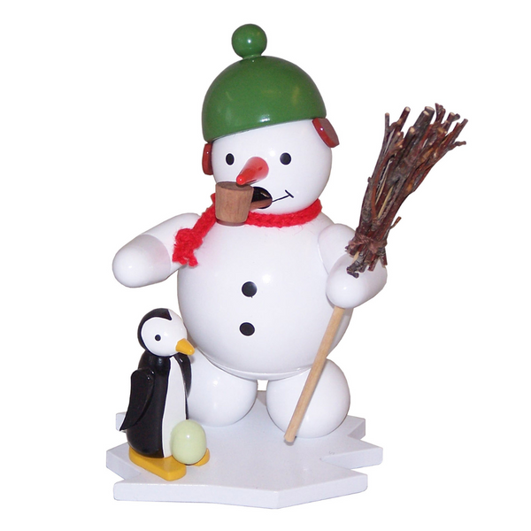 Snowman with Penguin, Incense Smoker by Volker Zenker