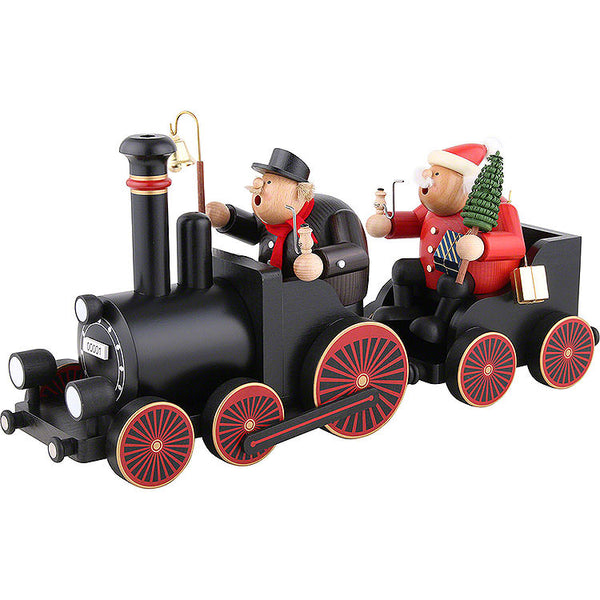 Locomotive with Driver and Santa Claus in Wagon, Incense Smoker Set by KWO