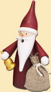 Santa Gnome with Sack, Incense Smoker Seiffener Volkskunst