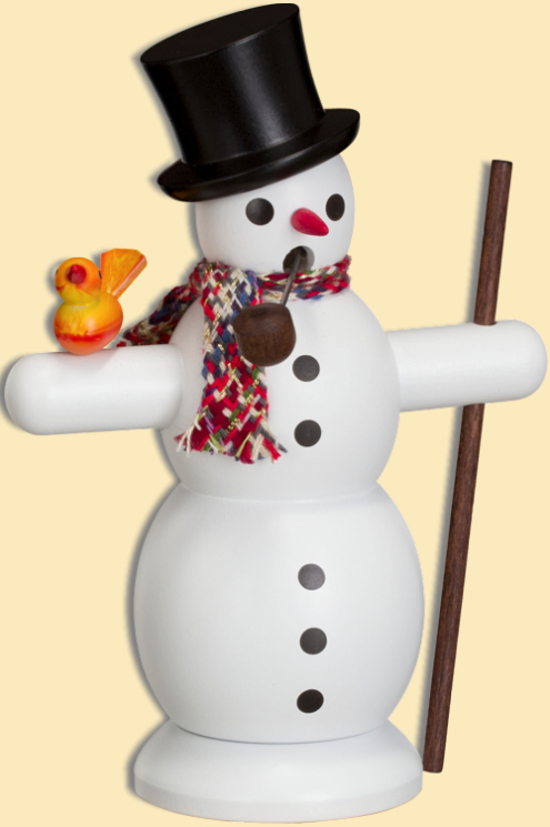 Snowman with Scarf Smoker by Seiffener Volkskunst
