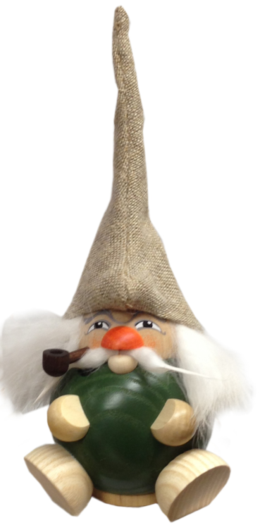 Forest Gnome in Green, Incense Smoker Seiffener Volkskunst