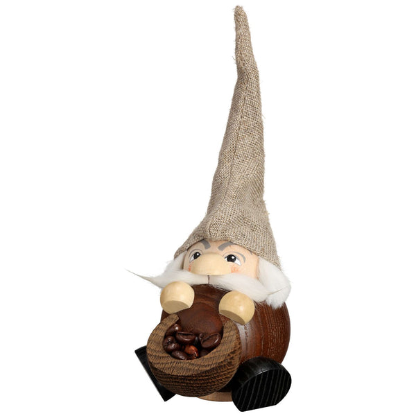 Coffee Gnome with Bean Pouch, Incense Smoker by Seiffener Volkskunst