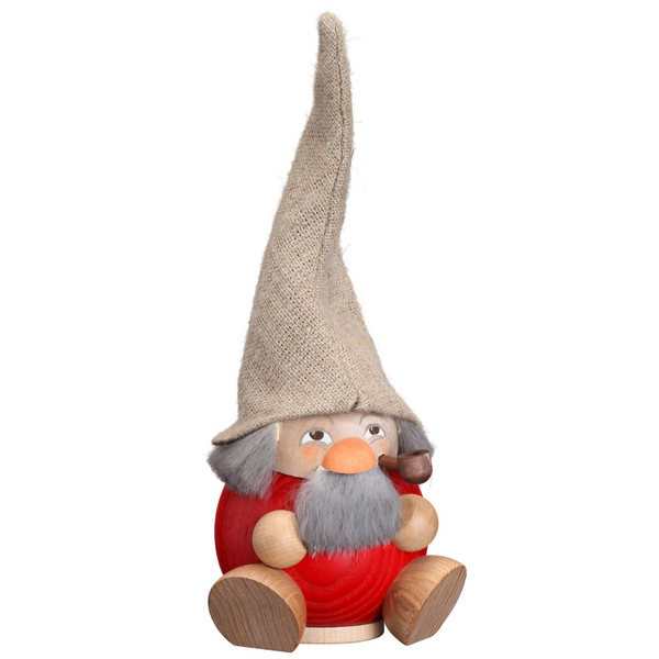 Raspberry Red Gnome, Incense Smoker by Seiffener Volkskunst