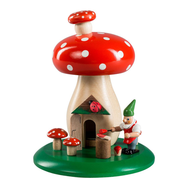 Mushroom House with Gnome Incense Smoker by Richard Glasser GmbH