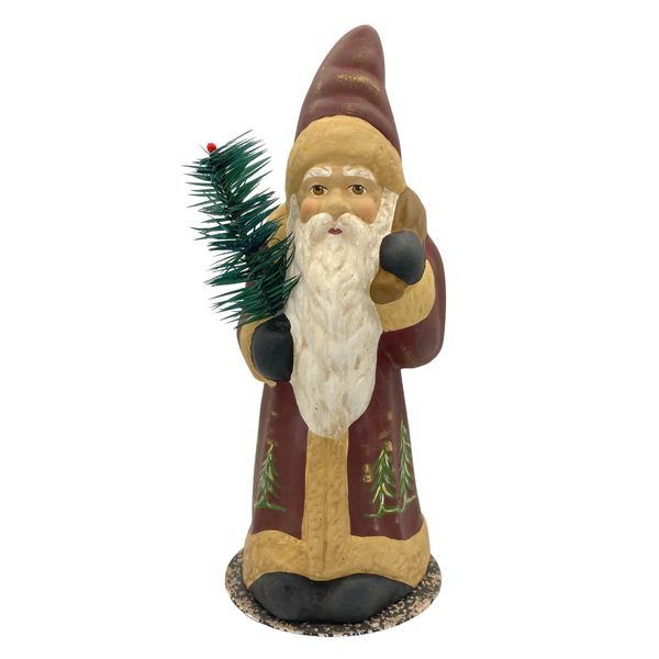 Santa Candy Container, Aged Red Coat with Tree Decoration by Ino Schaller