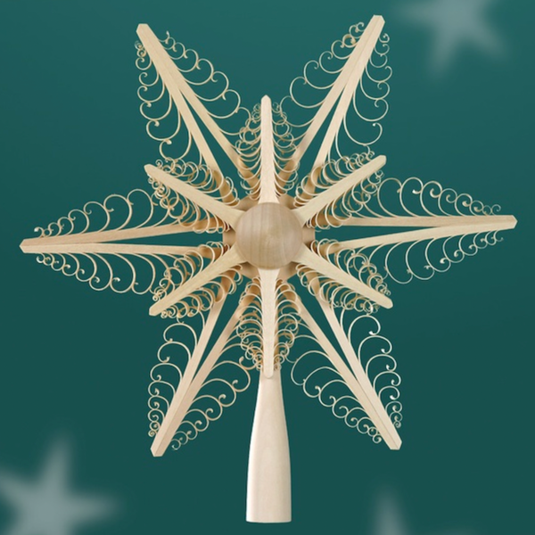Wooden Star Tree Topper with Snowflake Center by Martina Rudolph
