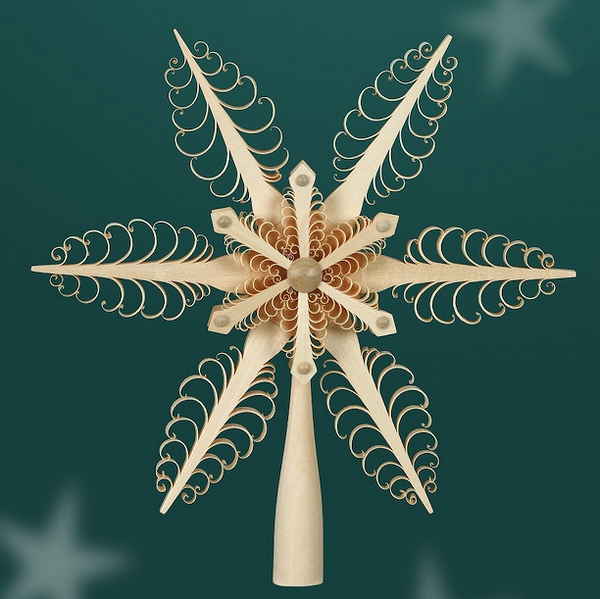 Curled Wood Tree Topper with Snowflake Center by Martina Rudolph