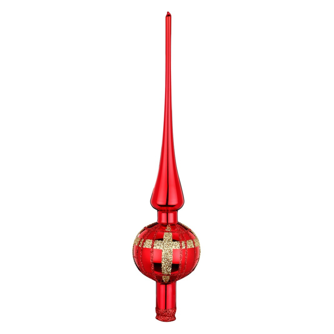 Twisted Lines Tree Topper Red Shiny by Inge Glas
