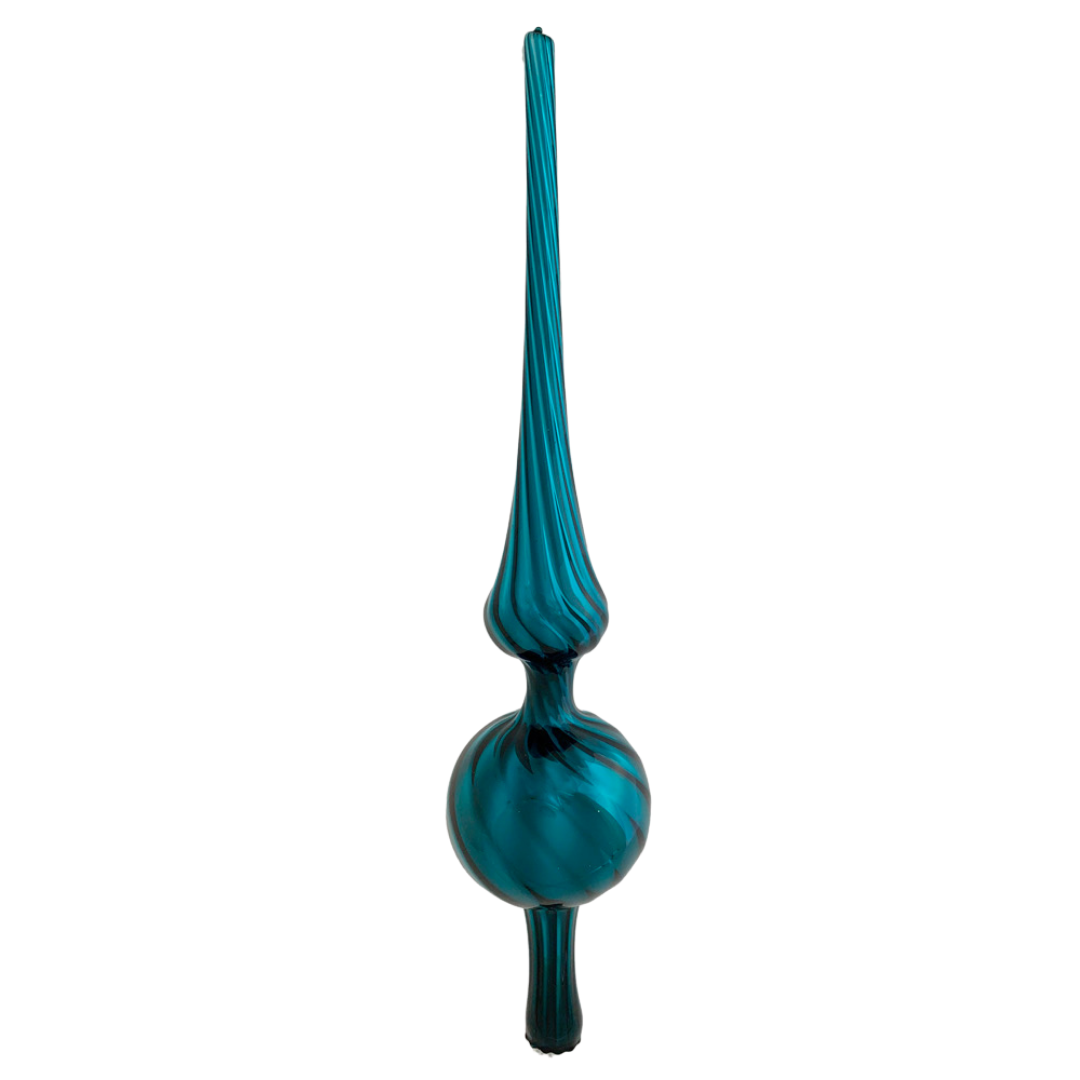 Teal Shiny Mercury Glass Tree topper by Inge Glas