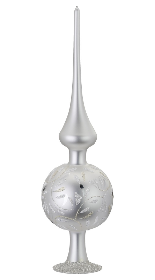 Delights Finial Tree Topper, white matte, 9.9" by Inge Glas of Germany