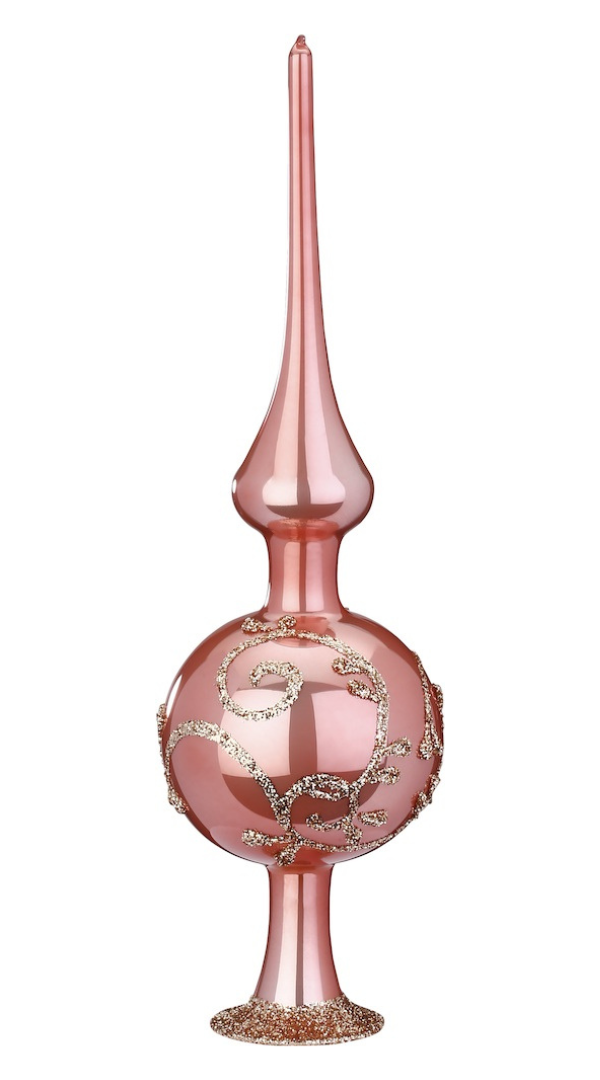 Rococo Tree Topper, candy pink pearl, 9.9" by Inge Glas of Germany