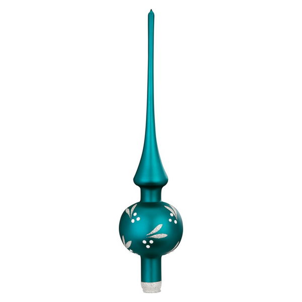 Snow Berries Tree Topper, blue-green matte, 11.9" by Inge Glas of Germany