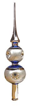 Capped Reflector Ball and Point Finial, blue Tree Topper by Glas Bartholmes