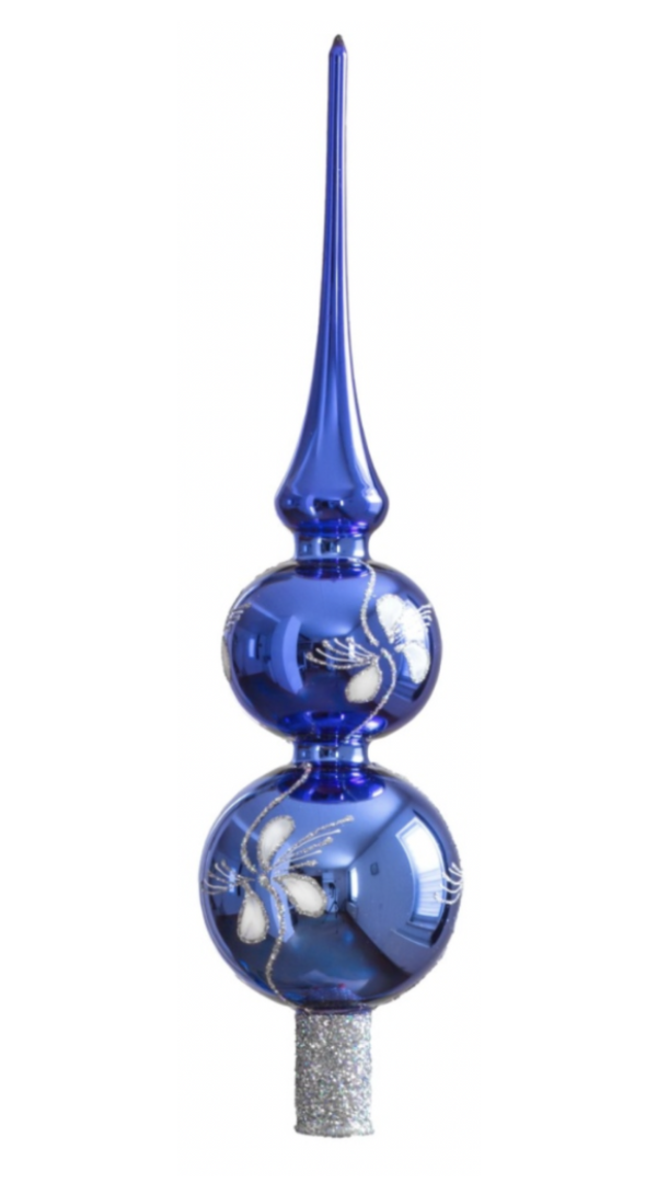 Blue with Orchid Twist Ball and Point Finial, Tree Topper by Glas Bartholmes