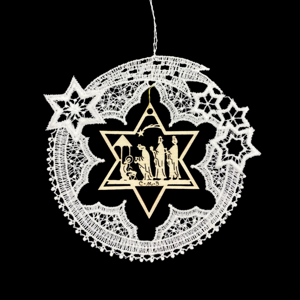 Three Kings Star in Lace Frame Ornament by StiVoTex Vogel