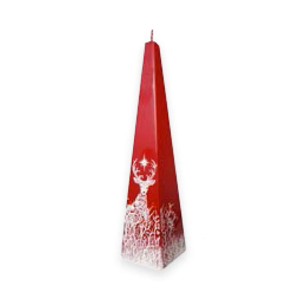 Winter Deer Pyramid Shape Candle, Dark Red by EWA Kerzen