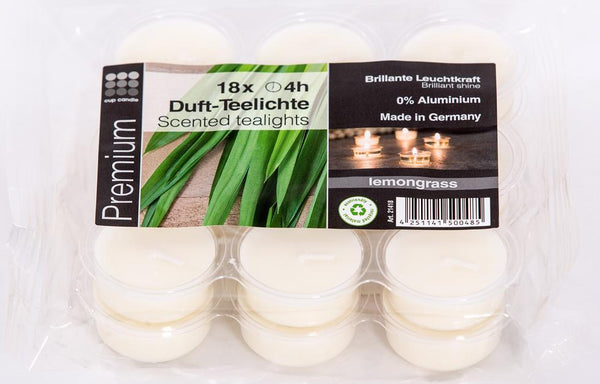 Lemon Grass Tealight Candles, Pkg of 18 by Cup Candle GmbH in Greven, Germany