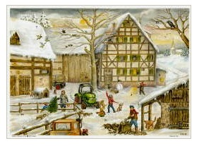 Farm Tractor Advent Calendar Card by Richard Sellmer Verlag