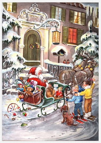 Santa in Sled Advent Calendar published by Stuttgart-based Richard Sellmer Verlag