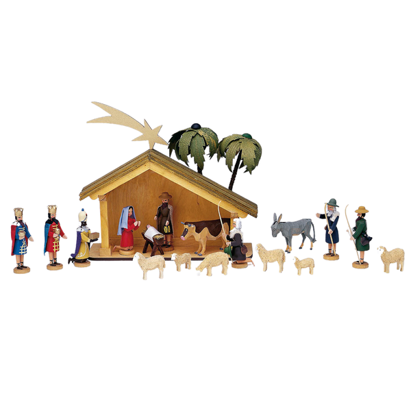 21 Piece Nativity Set with Creche by Werner Figuren