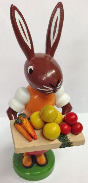 Veggie Seller Rabbit Wooden Figurine by Thomas Preissler