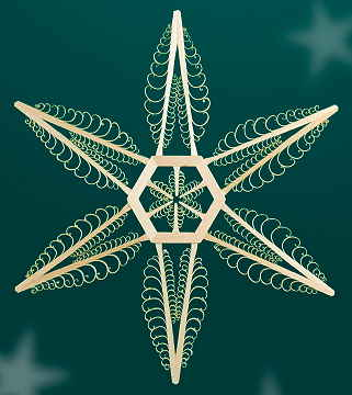Lg Wood Star with Six Flat Trees in Center Wall or Window Decoration by Martina Rudolph