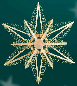 Wooden Star with Twelve Shaved Trees Wall or Window Decoration by Martina Rudolph