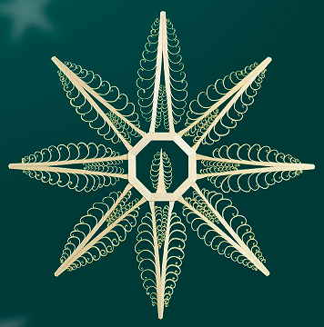 Wood Star with Small Shaved Tree in Center Wall or Window Decoration by Martina Rudolph