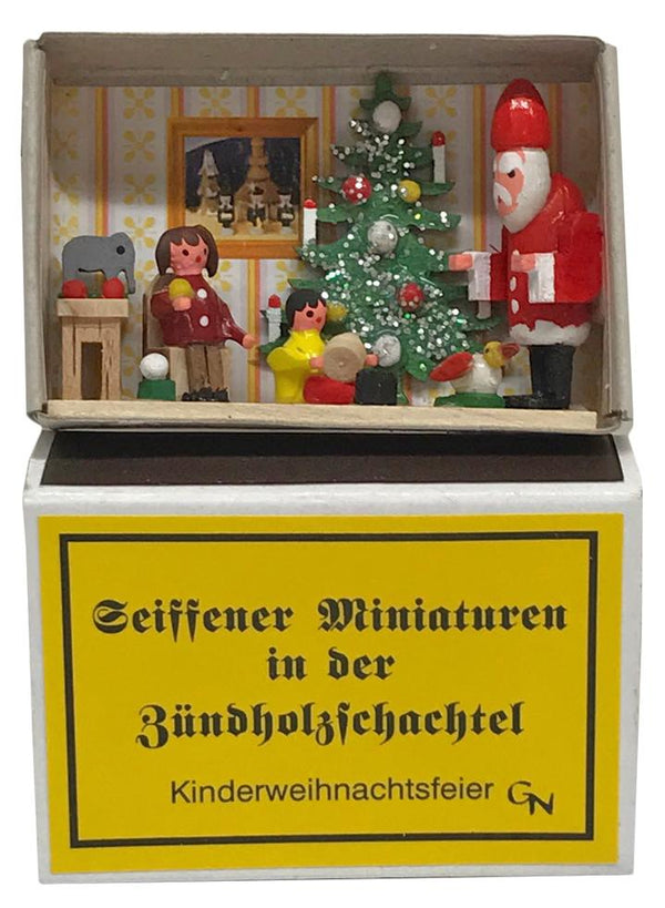 Santa with Tree & Children Miniature Matchbox Scene by the Gisbert Neuber